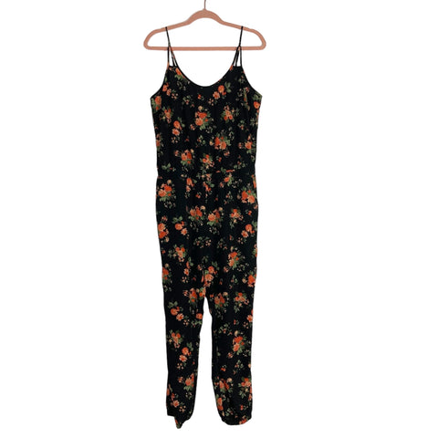 JACK Black Floral Elastic Waist Jogger Jumpsuit- Size M