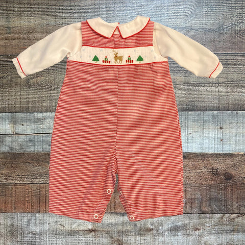 Petit Ami Red Gingham Christmas Two Piece Outfit- Size NB