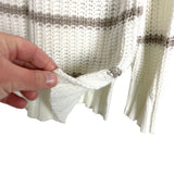American Eagle White/Mocha Stripes with Pocket Chunky Knit Sweater- Size M