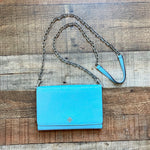 Tory Burch Blue Wallet Crossbody with Detachable Chain and Dust Bag (LIKE NEW CONDITION)