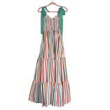 AURA Multi-Color Stripe with Tie Straps Wishing For You Smocked Maxi Dress- Size XS (sold out online)