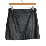 Amaryllis Black Faux Leather with Buckles and Zipper Detail Skirt- Size S