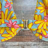 No Brand Blue/Pink + Yellow Flower Swim Top - Size S (See Notes)