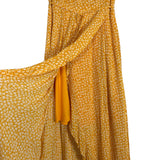 Pink Lily Gold/White Floral Print with Tassel Tie Belt Faux Wrap Dress- Size S (sold out online)
