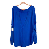 Free People Movement Blue Ribbed with Back Cut Out Top NWT-Size XL
