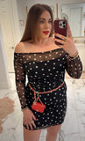 Abercrombie & Fitch Black Polka Dot Mesh Lined Dress- Size L