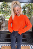 Listicle Orange Hooded Open Knit Pullover NWT- Size M