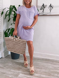 Entro Purple Ribbed Front Pocket Shirt Dress- Size S (sold out online)