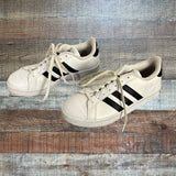 Adidas White and Black Leather Sneakers- Size 9.5 (see notes)