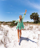 Sundress Mint Green Sequin Tassel Tie Cover Up- Size XS/S