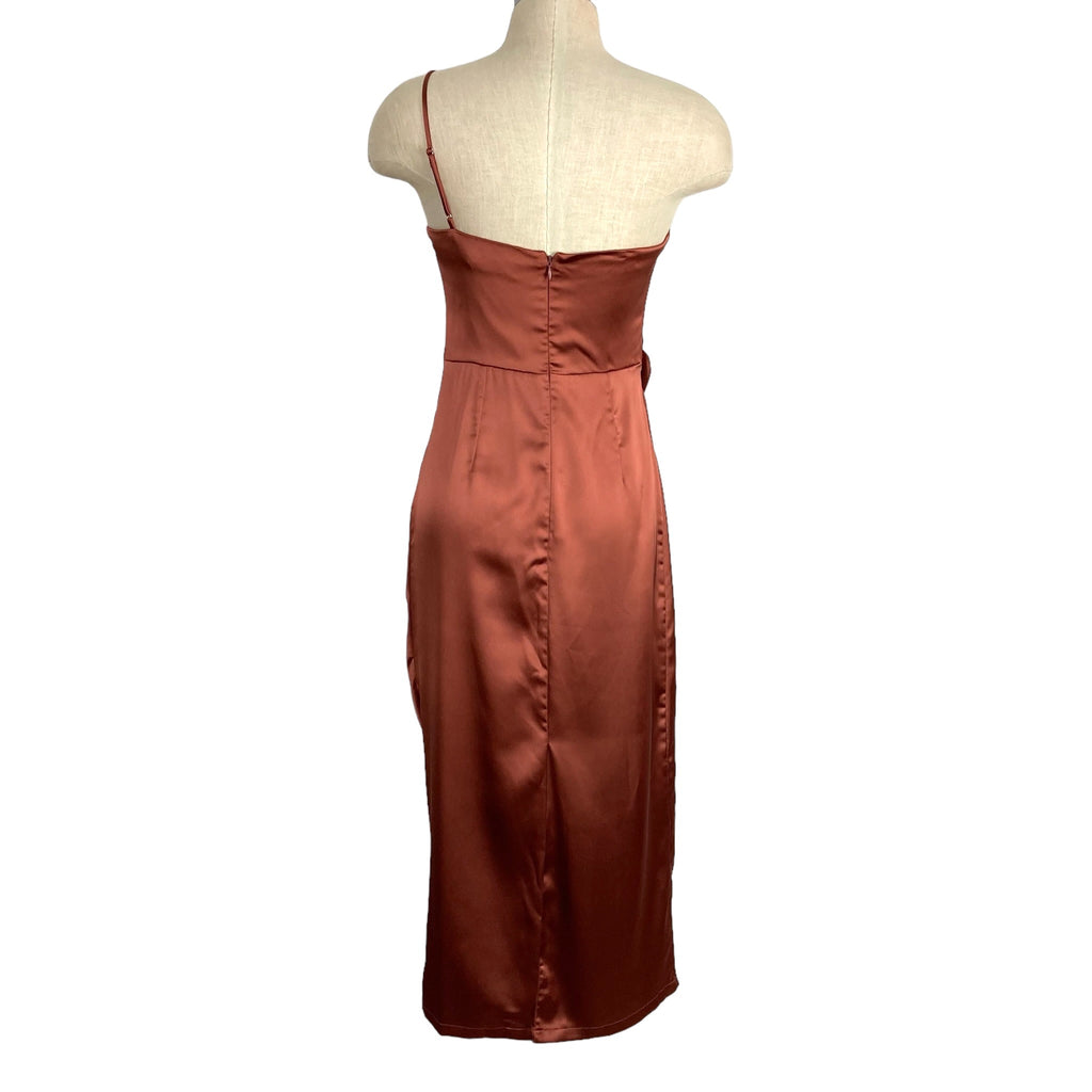 Petal + Pup Rust Satin One Shoulder with Back Slit Luella Midi Dress- – The  Saved Collection