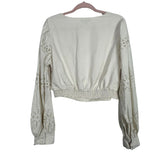 Express Cream Lined Embroidered and Eyelet Cropped Top- Size XL (we have matching skirt)
