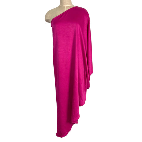 Tyche Pink One Shoulder Asymmetrical Hem Dress- Size S