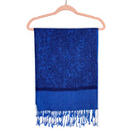 No Brand Blue/Black Pattern Tassel Fringe Scarf