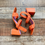 Scoop Neon Orange Double Ankle Strap Block Heel Sandals- Size 7.5 (see notes)