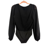 Pink Lily Black Wire Sheer Sleeve Bodysuit- Size S