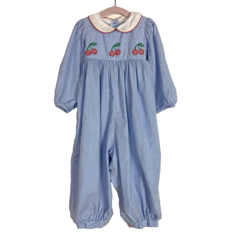 Alice Kathleen & Company Blue Gingham Cherry Jumpsuit- Size 18M