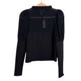 Maeve Black Sheer Bodice and Sleeve Puff Sleeve Top NWT- Size XS