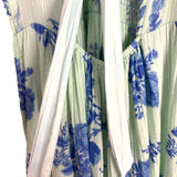 Free People Green Blue Floral Side Slit Back Tie Dres- Size M (see notes)