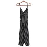 Hayden LA Black/Brown/White Striped Tie Belt Surplice Jumpsuit- Size S