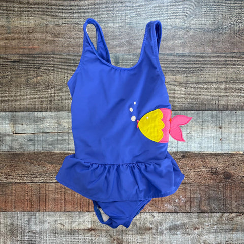 Florence Eiseman Royal Blue Fish Swimsuit - Size 3T