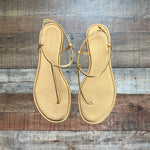 Anthropologie Metallic Gold Thong Sandals- Size 9