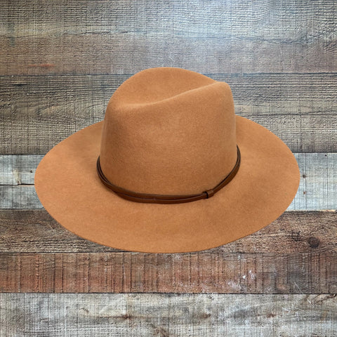 No Brand Camel Belted Wool Wide Brim Hat (See Notes)