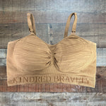 Kindred Bravely Latte with Lines Pattern Padded Hands Free Pumping and Nursing Bra- Size L