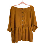 Maeve by Anthropologie Mustard Corduroy Button Back Top- Size XL