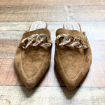 Steve Madden Brown Suede Chain Mules- Size 8.5