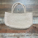 Madewell Cream Cow Leather Woven Handbag NWT