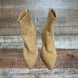 Steve Madden Tan Aquarius Leather Pearl Studded Booties- Size 8.5 (see notes)