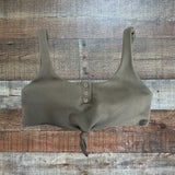 No Brand Dark Gray Ribbed with Front Knot Padded Bikini Top- Size L (see notes)
