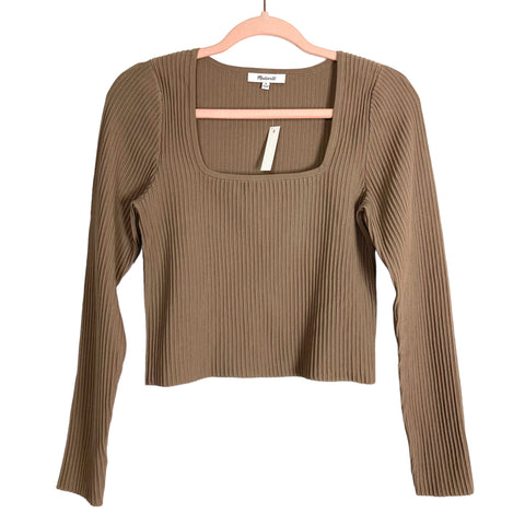 Madewell Mocha Ribbed Square Neck Top NWT- Size M