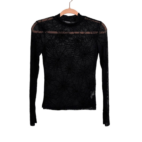 No Brand Black Spiderweb Sheer Top - Size S
