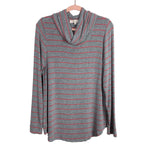 Loft Gray/Pink Striped Knit Turtleneck Top- Size L