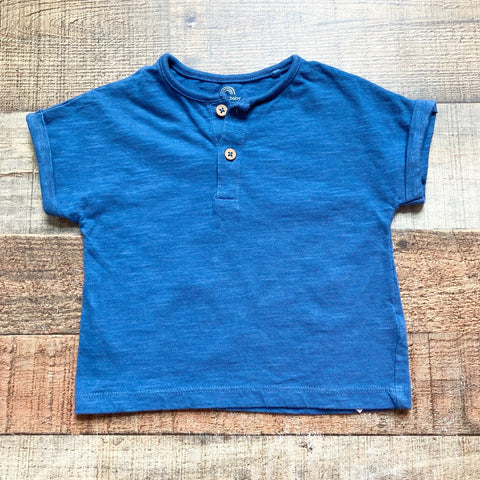 Next Baby Blue Button Tee- Size 6-9M