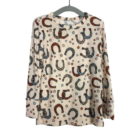 Posh Peanut Horseshoe + Stars Pajama Set - Size 3T-4T