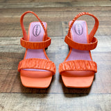 Scoop Neon Orange Double Ankle Strap Block Heel Sandals- Size 7.5 (see notes)