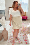 Amaryllis Cream Faux Leather Ruffle Skirt- Size 1X (sold out online)