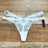Lounge White/Light Blue Fleur Balcony Thong NWT- Size L