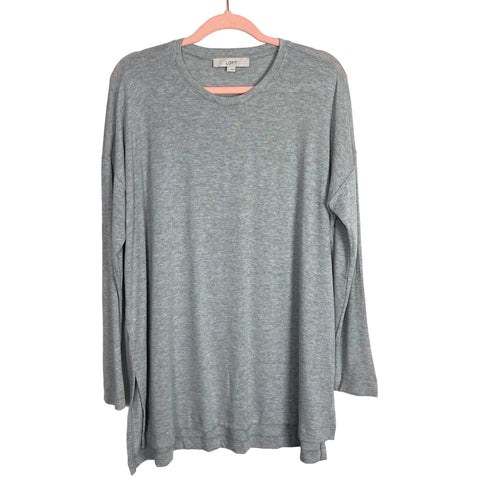 LOFT Grey Long Sleeve Tunic Sweater Top- Size L