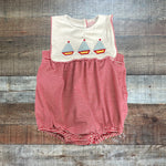 Stitchy Fish Red/White Striped Embroidered Sailboats Bubble- Size 18M (see notes)