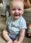 Next Baby Light Blue Button Tee- Size 6-9M