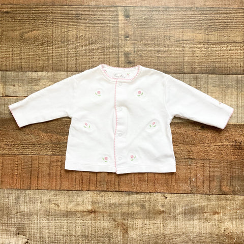 Kissy Kissy White with Pink Roses Snap Up Top- Size 0-3M