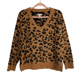 Knox Rose Brown/Black Animal Print V-Neck Tunic Sweater- Size M (sold out online)