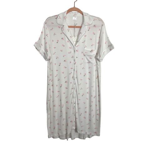Staykation White Floral Ribbed Sleepshirt NWT- Size M (we have matching robe)