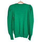 Vine & Love Green Rhinestone Puff Sleeve Katerina Sweater- Size S