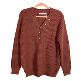 Anrabess Brown Chunky Knit Button Front Sweater NWT- Size S (Sold Out Online)