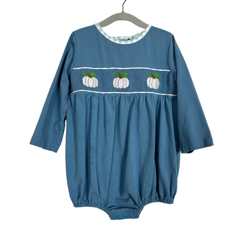 The Smocked Flamingo Blue/White Pumpkin Outfit - Size 2T (See Notes)